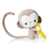 juguete monos saltarines 🐵 DISEÑO: Un adorable mono con cara sonriente que sujeta su plátano. Está hecho con divertidos colores y su dulce rostro hará que su hijo o hija se sienta seguro. Peluche mono con platano.