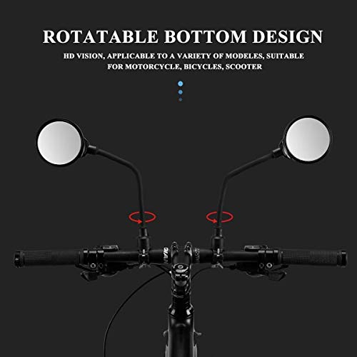 image for HUBUISH Bike Rear View Mirror-2 PCS, Adjustable Rotatable Bicycle Rear