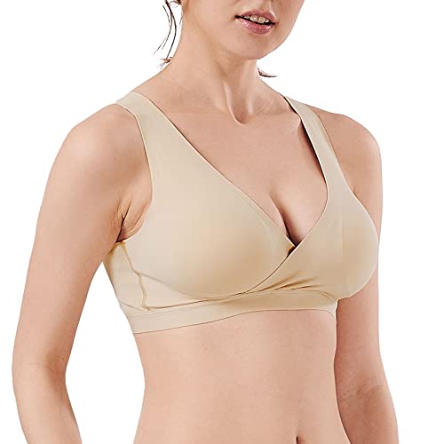 Mamaway Brasier sin varillas para lactancia y lactancia, suave, refrescante, sin hebilla, no se ve para dormir y amamantar, Desnudo/, Medium