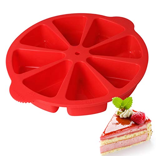 Congis Donut Pan Baking Molds Scone Pan Triangle 8 Cavity Silicone Portion Doughnuts Biscuit Cake Mold Soap Mould Pizza Slices PanRed