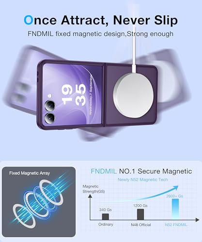 Image of Magnetic for Samsung Galaxy Z Flip 7 Case [Compatible with MagSafe][Anti-Fingerprint][Military Grade Drop Proof] Translucent Hard Back&Soft Silicone Bumper for Flip 7 Phone Case,Fantasy Purple