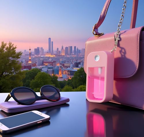 Shontotao Silicone Case for Touchland Power Mist & Glow Mist 1 fl oz Hand Sanitizer spray, 2-Pack with Keychain, Also compatible with some 1.69FL sanitizing & perfume bottles(Pink+Rose red)