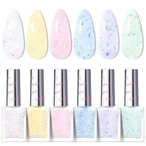 Gelab cosmetics LLC Beetles Pink Nail Polish Set - Love in Echo 6 Colors Quick Dry Spring Nail Polish Set 7.5ml/0.25 Fl Oz, Salon Long Lasting DIY Pastel Nails Art Spring Nails