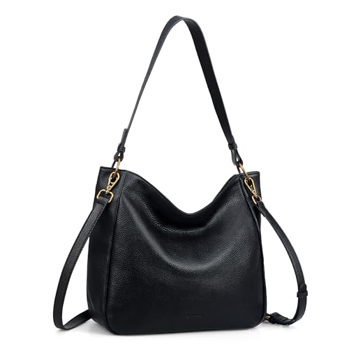 befen Genuine Leather Hobo Crossbody Bags for Women, Black Leather
