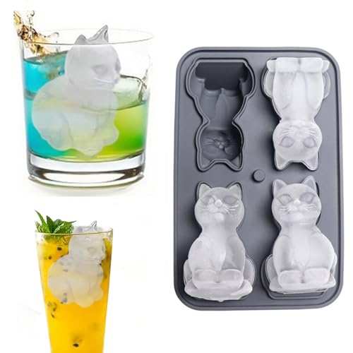 Molde para Cubos de Hielo Silicona Gato 3D Grande miniatura 1