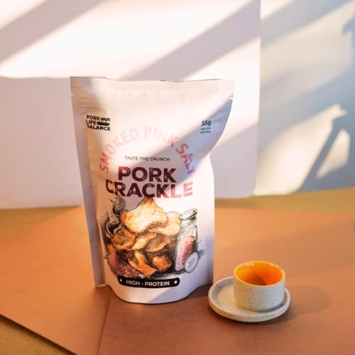 PORK LIFE BALANCE Delicious Pork Crackle (Smoked Pink Salt, 75 gm) - Ready To Eat Pure Dry Cured Pork Crackles, No Trans Fat, Gluten & Soya Free, Shelf-Stable, Keto Friendly (Pack Of 1)