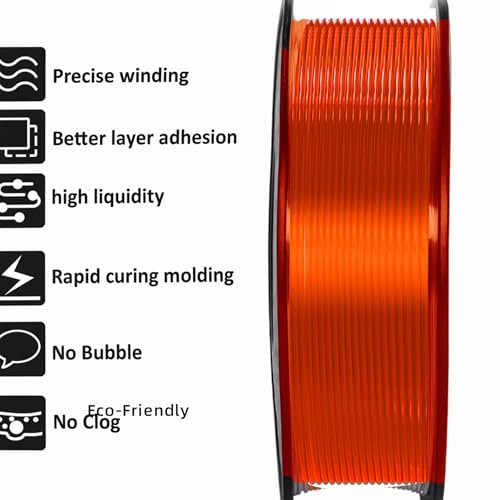 Image of Geeetech TPU Filament 1.75mm, Shore 95A - Flexible 3D Printer Filament with High Elasticity, 1KG (2.2lbs) Spool, Dimensional Accuracy ±0.03mm, Fits Most FDM Printersl, Clear Orange