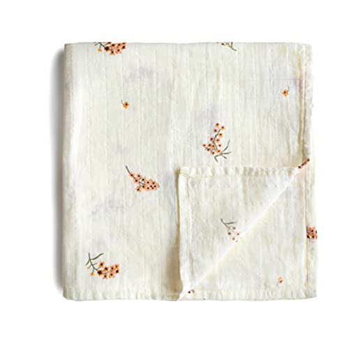 Image of mushie Muslin Baby Swaddle Blanket | 100% Organic Cotton (Flowers)