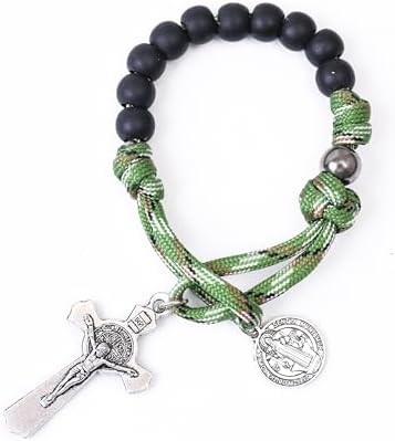 Nazareth Store One Decade Paracord Rosary Beads Pocket/Bracelet Rosary Miraculous/St Benedict/St Joseph Medal & Cross