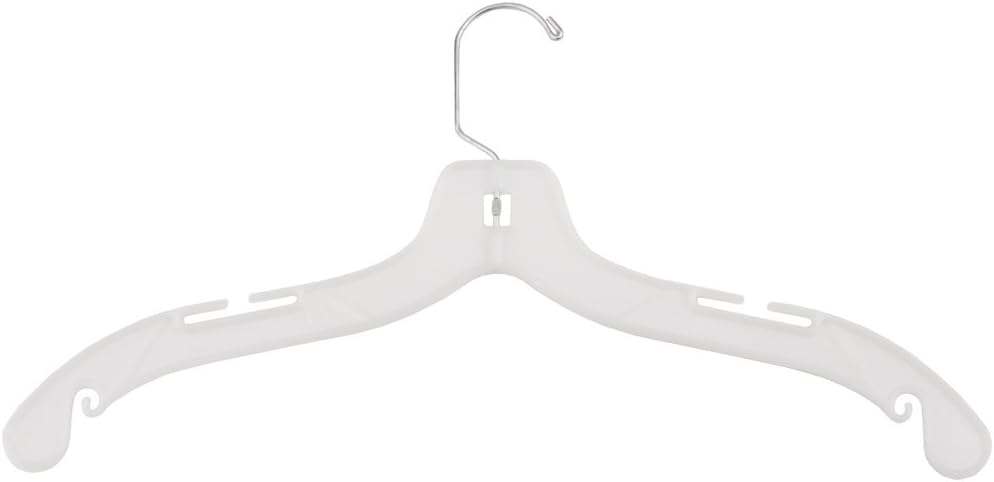 NAHANCO 1505HU Middle Heavy Weight Plastic Shirt Hanger, 17", White (Pack of 50), Made in USA
