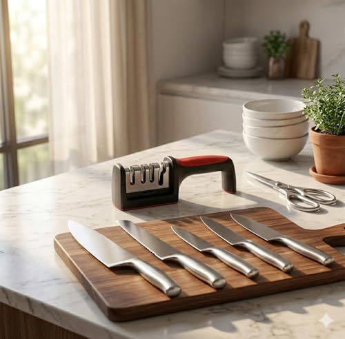 Image of Magnificent Manual Knife Sharpener Tool with 4 Stage Sharpening System | If The Box Does not Matches as in Main Image Please Return the Item, Beacuse its Fake, its D&M FunVerse Printed on All Boxes