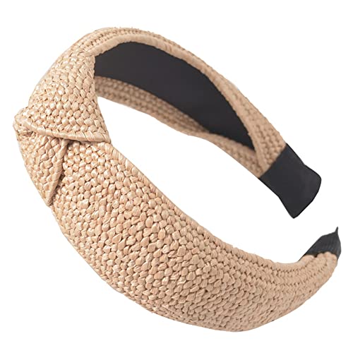 Lvyeer 3 Pack Straw Headbands Fashion Rattan Wide Head Band Boho Headband Summer Bohemian Woven Headwear Hair Head Bands Hair Band For Woman Girl Hair Accessories (3 Pack-Knotted) #TOP6