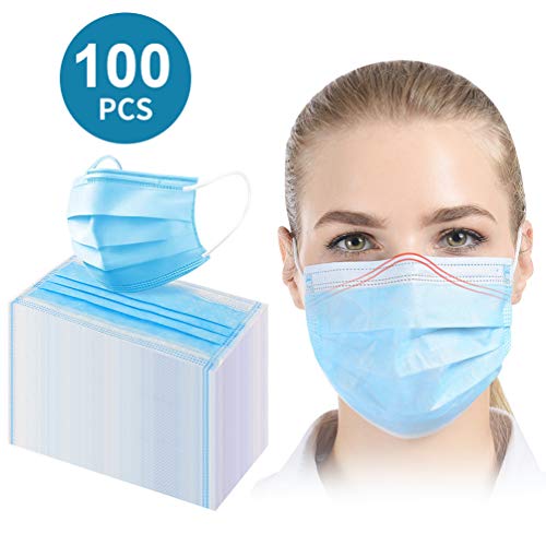 100Pcs Tamaño de Cara Libre desechable Azul 3-PLY