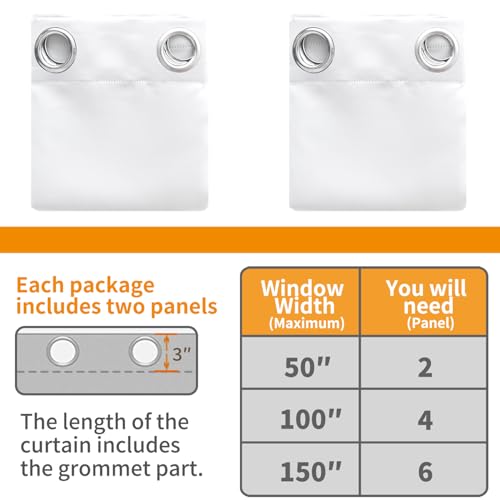 Image of YoungsTex Insulated 100% Blackout Curtains 63 Inch Length for Bedroom, Double Layer Grommet Full Light Blocking Window Drapes Privacy for Living Room, Pure White, 2 Panels, 38 X 63 Inch