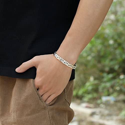 Haiiah Sterling Silver Unisex Cuff Bracelet, Simple Dainty Twisted Braided Cuff Unisex Bangle Bracelet (1.40) #TOP2