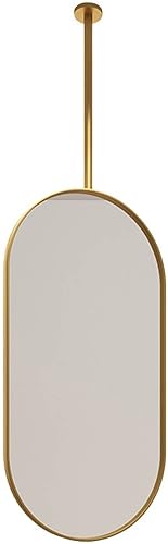 Espejo de pared ovalado con marco de metal dorado, espejo de tocador montado en el techo, espejos decorativos para el hogar o el hotel, espejo de