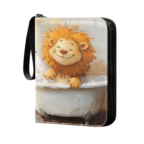 Carpeta de tarjetas de álbum con fundas extraíbles de doble cara para niños y niñas, juguetes, regalo de león, bañera vintage