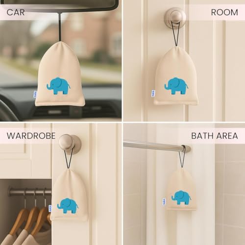 Image of Haka Camphor Pouch -100% Pure Camphor | Multipurpose Natural Chemical Free Air Freshener for Car, Wardrobe, Bathroom & Room | Eco-Friendly Aroma Bag - Elephant (Pack of 2)
