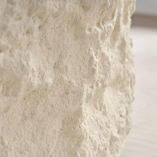 Round Coffee Table for Living Room Circle Coffee Table Modern Drum Center Table for Apartment, No Need Assembly (Fiberglass 35.43'' Cement Stone Pattern) | for Living Room, Modern, for Apartment, No Need Assembly