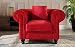 Classic Scroll Arm Large Velvet Living Room Chesterfield Accent Chair (Red)