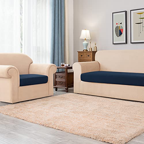 Ouka Sofa Cushion Cover, Stretch Couch Seat Cushion Cover, Reversible Cushion Protector , Soft Chair Loveseat Sofa Cushion Protector(Large, Navy) #TOP5