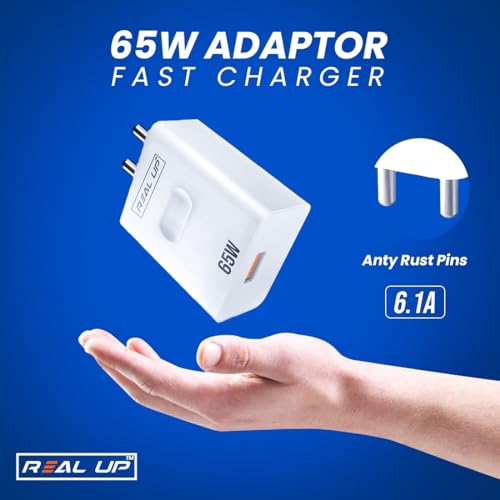Image of 65W VOOC Charger | Dual Port USB + Type-C Mobile Charging Adapter | Compact & Travel-Friendly Design