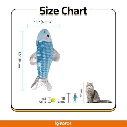 Image of BarkButler x FOFOS Sardine Dancing Fish - Interactive Cat Toys, Touch-Activated Flapping Motion Toys for All Breeds - Blue