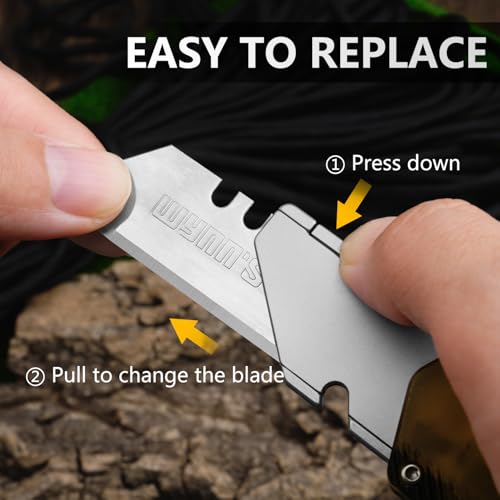 Image of Aluminum Alloy Utility Knife, Retractable Box Cutter,Pocket Knife Replaceable Blade EDC Razor Knife with 10pcs Blades(GREEN)