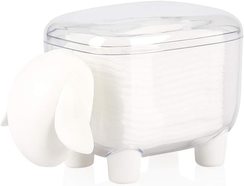 Viewnub Cotton Swab Holder Sheep Shaped Toothpick Cotton Ball Dispenser Organizer Container With Cover,White