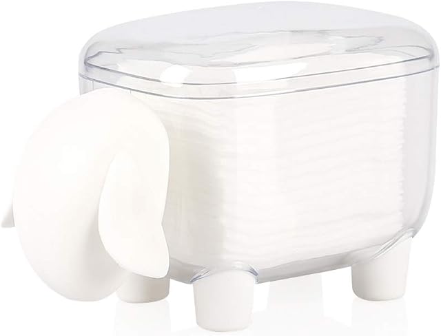 Viewnub Cotton Swab Holder Sheep Shaped Toothpick Cotton Ball Dispenser Organizer Container With Cover,White