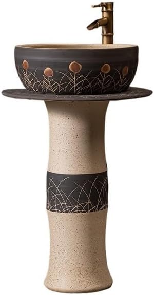 Bathroom Countertop Vessel Sink Home Balcony Column Sink Wash Basin Ceramic Hotel Pedestal Sink Vanity