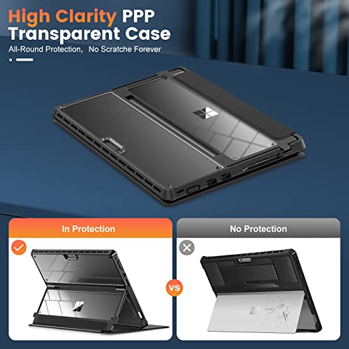 Infiland Microsoft Surface Pro 8 Case And Cover, [Military-Grade Drop Protection] [High Clearity Case + Leather Cover] Designed For Surface Pro 8 13" 2021 Tablet, Work With Type Cover Keyboard, Black #TOP5