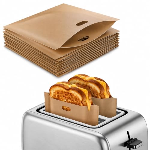 Image of 12 Pcs Upgraded Non-Stick Grilled Cheese Toaster Bags Reusable Up To 50 Times - 6.3 inch x 6.3 inch Reusable Toaster Bags for Grilled Cheese Sandwiches and Panini | Easy to Clean and Heat-Resistant Material