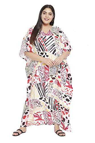Image of Oussum Women Polyester Casual Long Plus Size Beach Caftan Cover Up Maxi Dress 1X-3X Summer Kaftan Dresses for Women