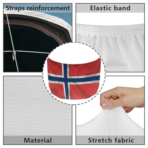 Image of Car Hood Cover Norway Flag Print Car Hood Protector Waterproof Universal Automotive Exterior Accessories Patriotic Decorations for Compact Vehicles Sedans Trucks SUVs for Sports Events