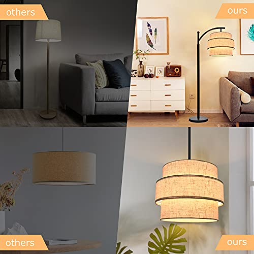 Edislive 3-Tier Drum Linen Lamp Shade For Pendant Lamp Floor Lamp Chandelier Replacement Shade Clip On Bulb Classic Round Lampshade Cover Only (Yellow) #TOP6