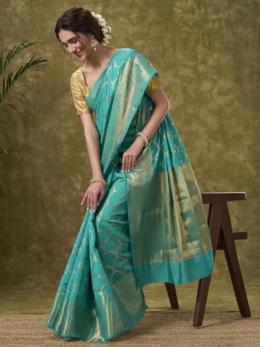 PAROKSH teal banarasi silk saree – image 2