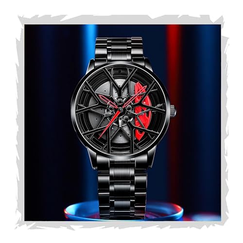 Image of Branded Men's Sport Quartz Watch Car Wheel Dial Rotating Casual Fashion Stainless Steel Alloy Men Multicolour Luxury Watches Wheel Dial Men's Metal Watch Gift Creative Watch