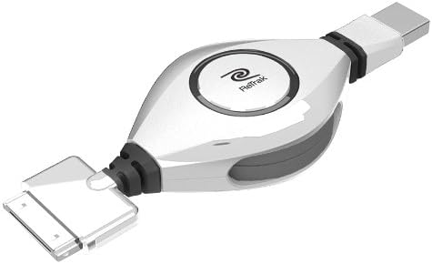 ReTrak Retractable 30-Pin Charge and Sync Cable for iPod/iPhone, White (ETIP30WT)