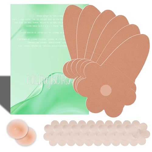 HILINGBORA Boob Tape for Breast Lift Boobytape - 3 Pairs Sticky Body Tape for Breast Support Lift 5 pairs Nipple covers (Beige, A-B)