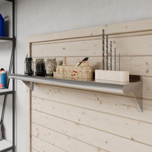 Image of AmGood 8 in. x 36 in. Stainless Steel Wall Shelf | NSF | Metal Shelving | Garage, Laundry, Storage, Utility Room | Restaurant, Commercial Kitchen