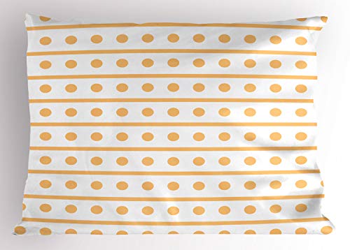 Ambesonne Geometric Pillow Sham, Simplistic Monochrome Background with Continuous Dots and Stripes, Decorative Standard King Size Printed Pillowcase, 36