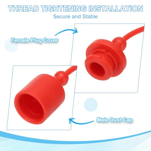 Image of PATIKIL 1 /2 inch ISO-B Hydraulic Coupler Male Dust Cap and Female Plug Cover, Set of 4 Rubber Quick Disconnects Port Plug Cover Fittings Red Cap with Retention Ring