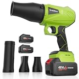 Grebilux Leaf Blower Cordless, 30000 RPM Turbo Jet Blower with Extended Nozzles, 48 V Dual Batteries, Premium Lightweight Handheld Set for Lawn Care, Leaf/Car/Snow/Dust Cleaning in Patio & Yard