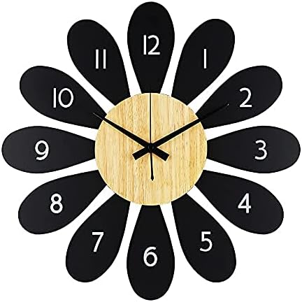 European Style Mute Iron Wall Clock Modern Minimalist Light Luxury Fashion Trend Household Sunflower Art Clock Suitable for Living Room Bedroom (40 * 40cm)