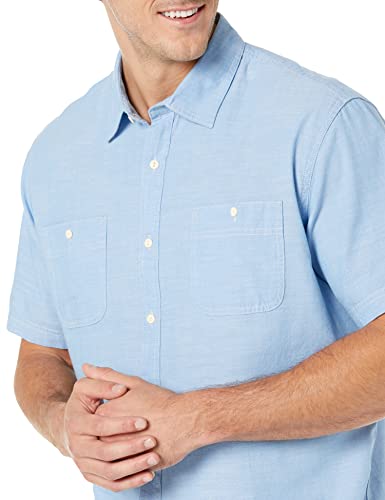 Image of Amazon Essentials Men's Regular-Fit Short-Sleeve Button-Down Chambray Shirt