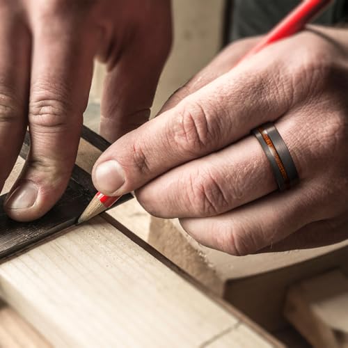 King Will Nature Tungsten Carbide Wedding Band 7mm Silver/Black Tungsten Ring with Wood Inlay Comfort Fit4