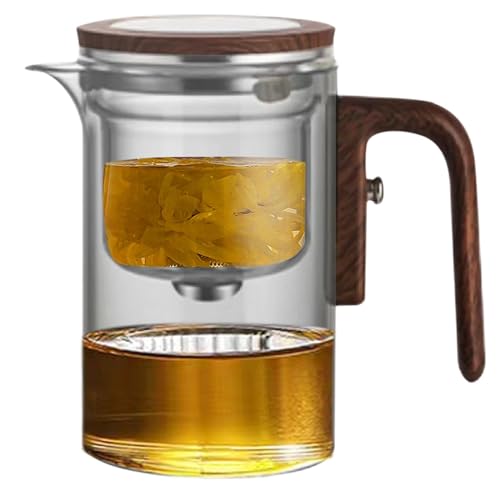 Infusor para de vidrio transparente – Hervidor de té suelto de 600 ml, elegante máquina de té | transparente resistente al calor, producción de cerveza hecha en Cas