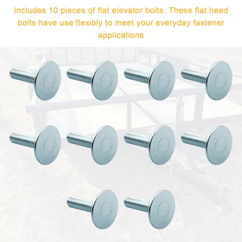 Image of 10 Pcs 014973239763 Elevator Bolts, 3 /8-16 x 1-1 /2 Flat Head Bolt, Zinc - Rust Resistant