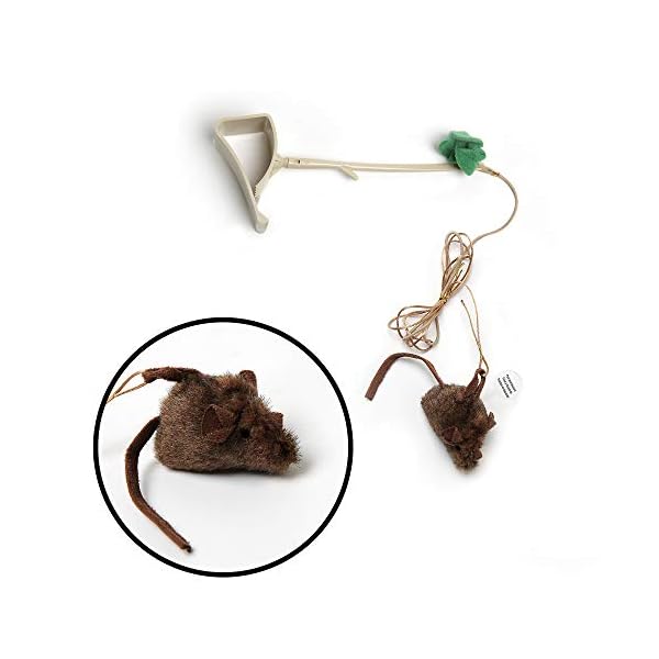 Our Pets Play-N-Squeak Batting Practice Interactive Cat Toy (Cat Toys for Stimulating Play with Real Mouse Sound, Catnip Toys to Entice Hunting Instincts) Brown 4.5 x 1.6 x 7.8 inches